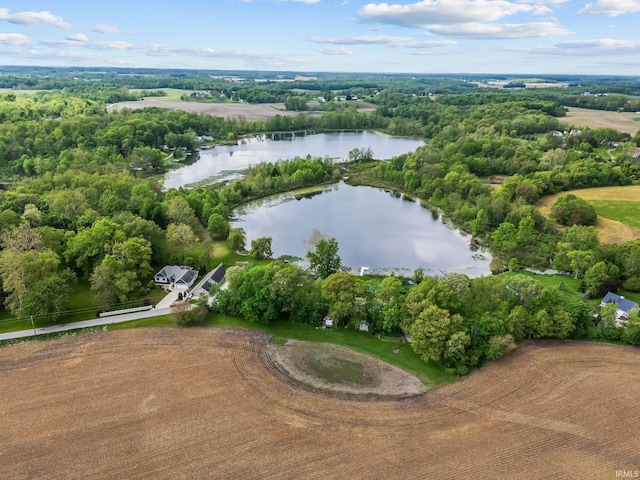 aerial view of a nearby body of water