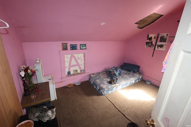 517 S Ninth St, Elkhart, IN 46516 - bedroom with carpet flooring and vaulted ceiling