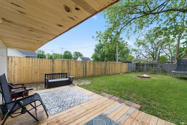 414 Monroe St, Monroeville, IN 46773 - deck featuring a trampoline