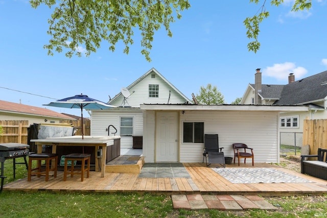 414 Monroe St, Monroeville, IN 46773 - rear view of property featuring a wooden deck and fence