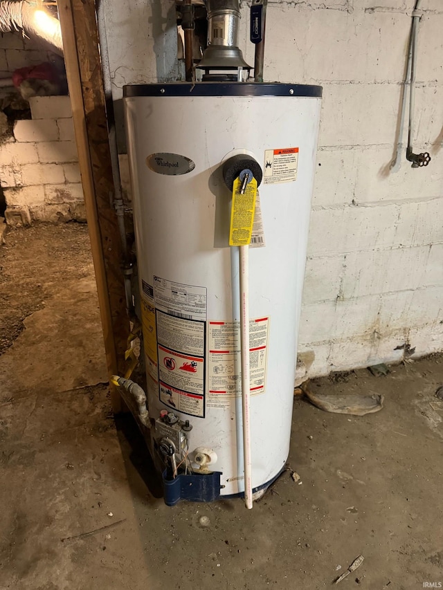 utility room featuring water heater