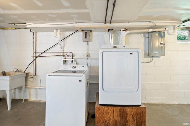 1425 Adams St, Lafayette, IN 47905 - washroom with electric panel and washer and clothes dryer