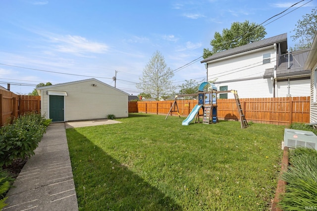 1425 Adams St, Lafayette, IN 47905 - view of yard featuring a playground and an outbuilding