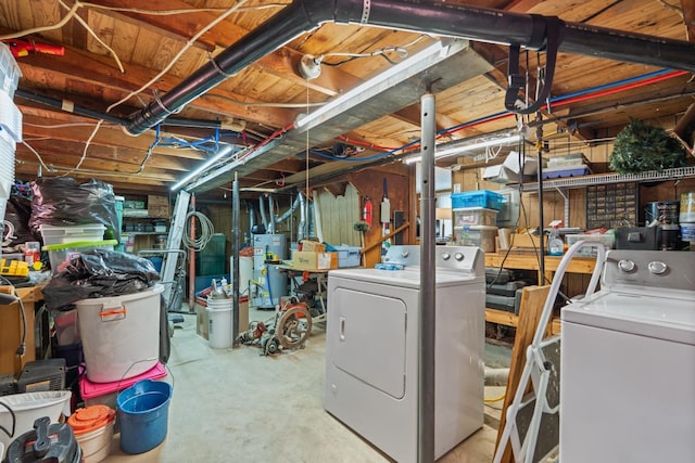 47 Ems W29B Ln, North Webster, IN 46555 - unfinished basement featuring independent washer and dryer and water heater