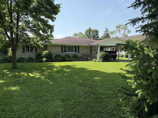 2110 Denson Ave, Bedford, IN 47421 - ranch-style home with stone siding and a front yard