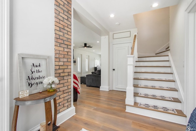 4 Edgewater Pl, Elkhart, IN 46516 - stairs with wood finished floors, recessed lighting, and baseboards