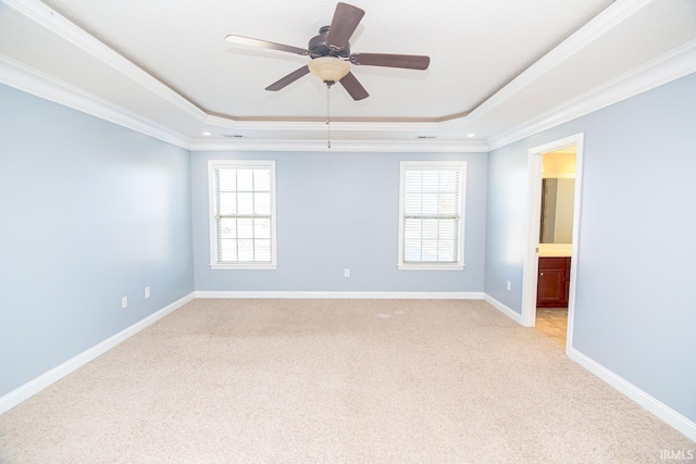 3905 Rushgrove Dr, Lafayette, IN 47909 - unfurnished room with a raised ceiling, light colored carpet, plenty of natural light, and ornamental molding