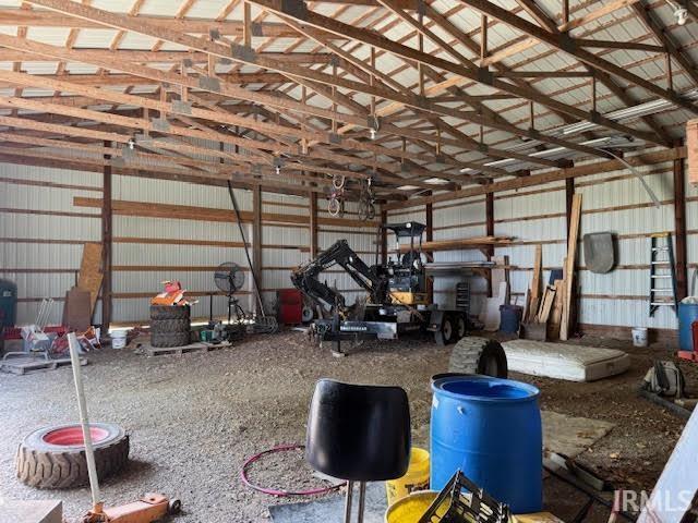 garage with metal wall