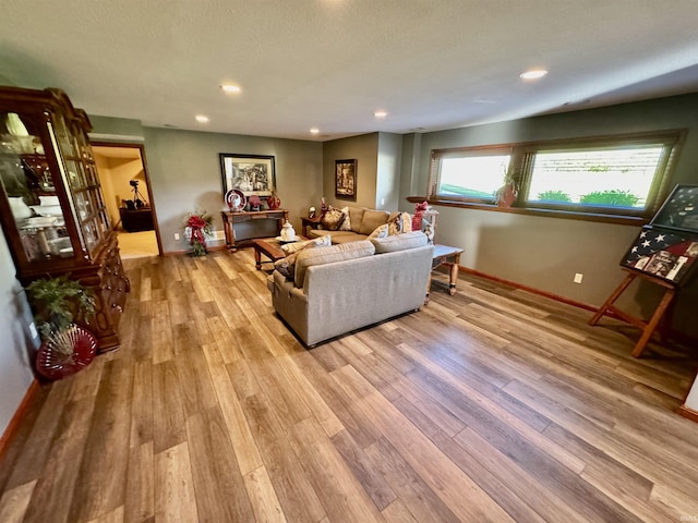 16529 State Road 1st Rd, Spencerville, IN 46788 - living room featuring light wood-type flooring, baseboards, and recessed lighting