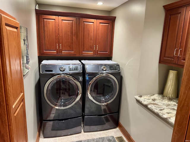 16529 State Road 1st Rd, Spencerville, IN 46788 - laundry room featuring cabinet space, washer and dryer, and baseboards