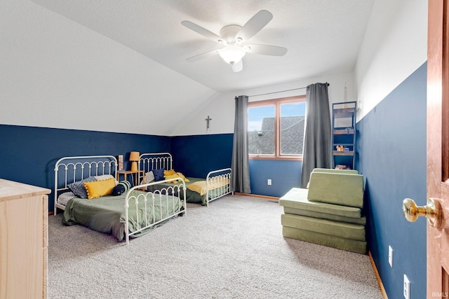 10731 Willow Creek Dr, Fort Wayne, IN 46845 - carpeted bedroom with vaulted ceiling and ceiling fan