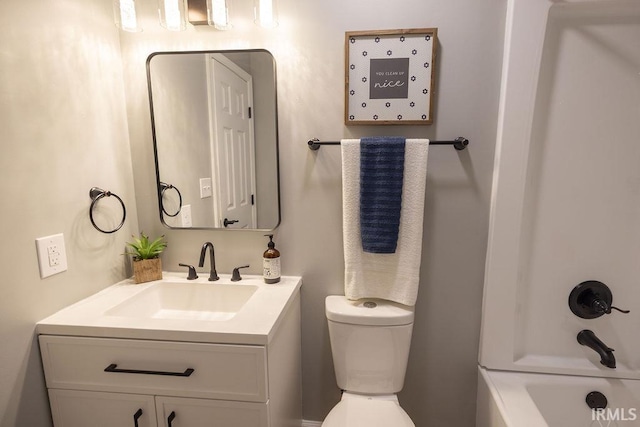 103 Bluebird Ln, Sulphur Springs, IN 47388 - bathroom with toilet, vanity, and shower / bath combination