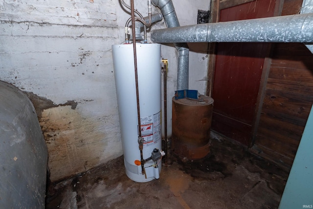 utility room with gas water heater