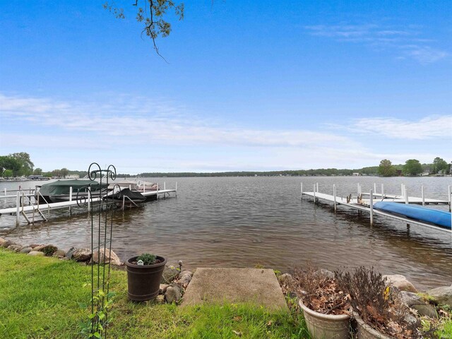 315 Lane 201bb Lake George Ln, Fremont, IN 46737 - dock area featuring boat lift and a water view