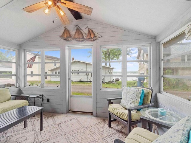 315 Lane 201bb Lake George Ln, Fremont, IN 46737 - sunroom featuring lofted ceiling and ceiling fan