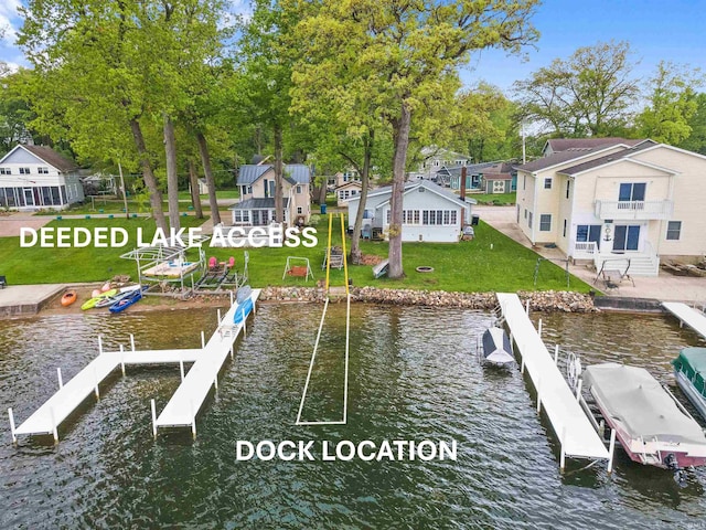 315 Lane 201bb Lake George Ln, Fremont, IN 46737 - dock with a water view, a yard, a residential view, and boat lift