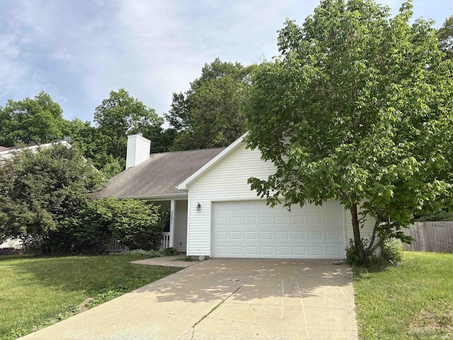 3051 Bluster Ct, West Lafayette, IN 47906 - view of front of property with concrete driveway, an attached garage, and a chimney