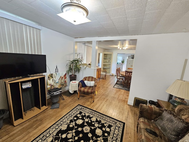 living room with wood finished floors