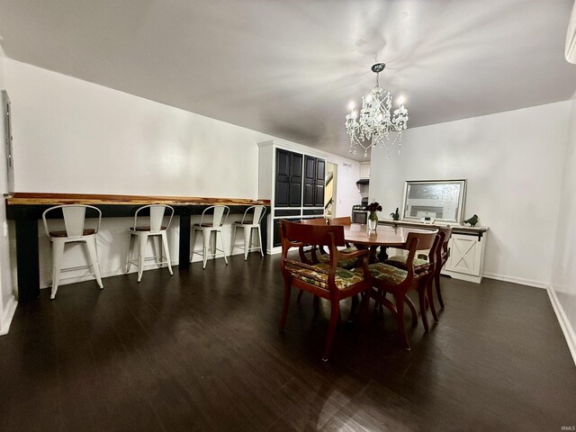11475 Tedrow Ln, Shoals, IN 47581 - dining space featuring baseboards, a chandelier, and dark wood-style flooring