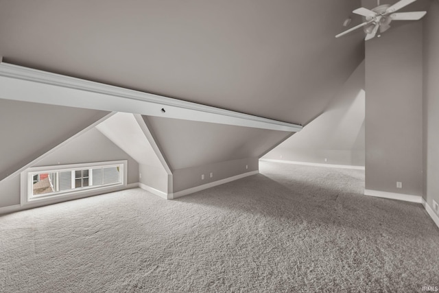 511 N 7th St, Lafayette, IN 47901 - bonus room with carpet, baseboards, vaulted ceiling, and ceiling fan