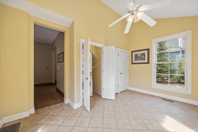 511 N 7th St, Lafayette, IN 47901 - unfurnished bedroom with light tile patterned flooring, baseboards, and a ceiling fan