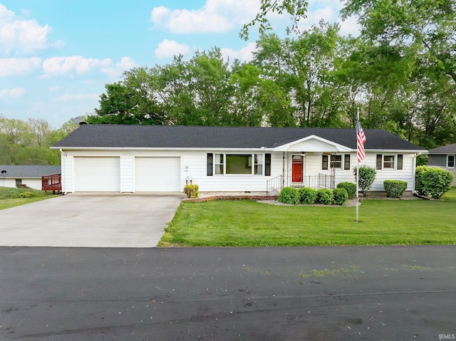 210 E Branson St, Lafontaine, IN 46940 - single story home featuring driveway, an attached garage, a front lawn, and crawl space