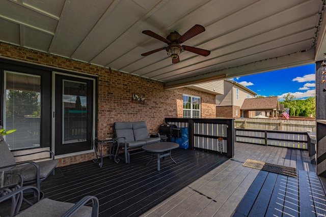 7680 Saint Jordan Cir, Newburgh, IN 47630 - wooden terrace featuring a ceiling fan