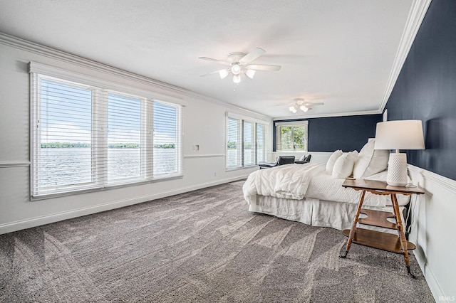 411 Auditorium Blvd, Winona Lake, IN 46590 - carpeted bedroom with ornamental molding and a ceiling fan