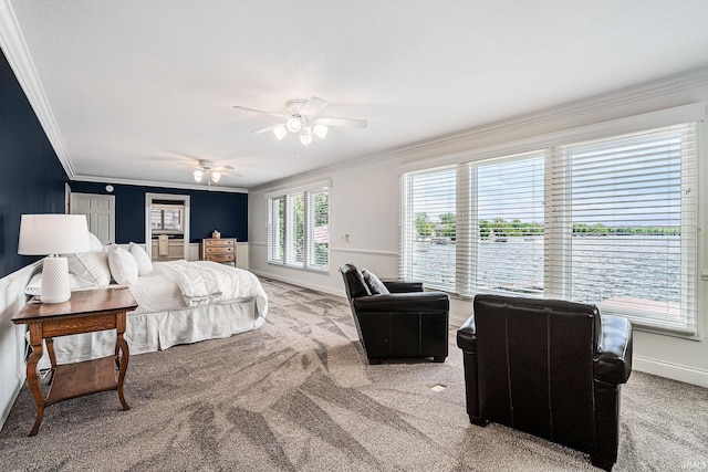 411 Auditorium Blvd, Winona Lake, IN 46590 - carpeted bedroom with crown molding, baseboards, and ceiling fan