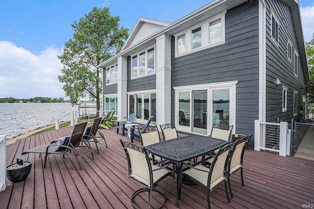 411 Auditorium Blvd, Winona Lake, IN 46590 - wooden terrace featuring a water view and outdoor dining space