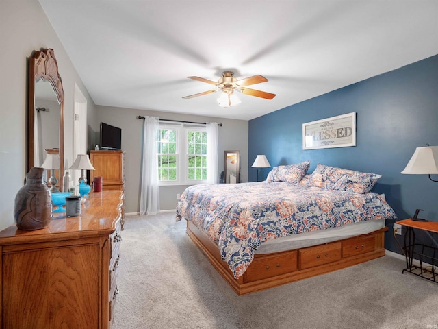 4904 Live Oak Ct, Fort Wayne, IN 46804 - bedroom featuring light colored carpet, baseboards, and a ceiling fan