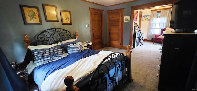 718 N Cherry St, Mount Carmel, IL 62439 - bedroom featuring carpet flooring and crown molding