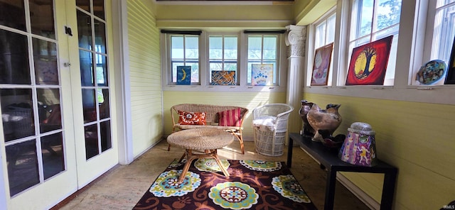 718 N Cherry St, Mount Carmel, IL 62439 - sunroom / solarium featuring french doors and wooden walls