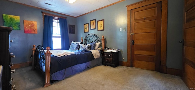 718 N Cherry St, Mount Carmel, IL 62439 - bedroom with crown molding and light colored carpet