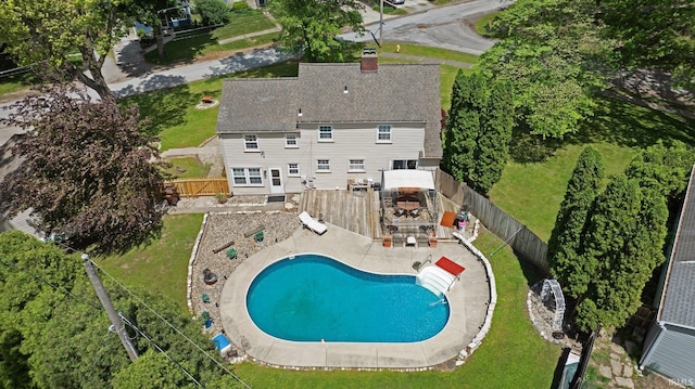 view of pool featuring a fenced backyard and a patio