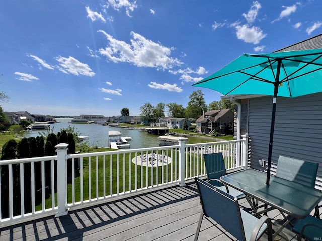 1620 Colonial Dr, Rochester, IN 46975 - deck featuring a water view, a lawn, and a residential view