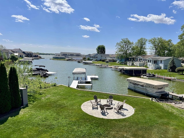 1620 Colonial Dr, Rochester, IN 46975 - dock with a water view, a residential view, and a lawn