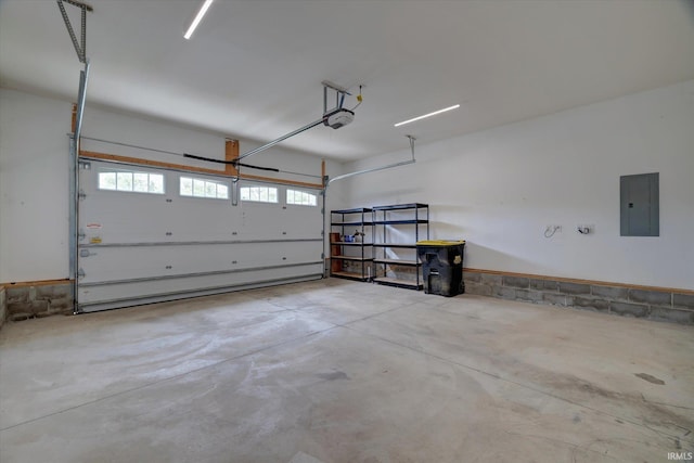 7215 W Mustang Dr, Ellettsville, IN 47429 - garage with electric panel and a garage door opener