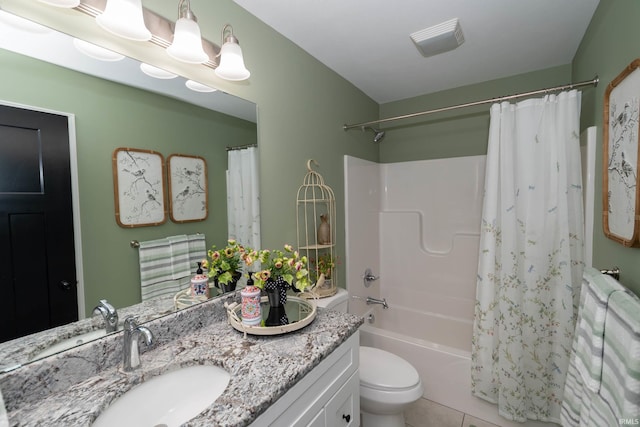 30512 Jaxon Dr, Elkhart, IN 46517 - bathroom with shower / tub combo with curtain, toilet, vanity, and tile patterned floors
