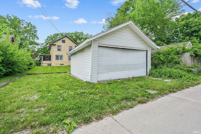 view of detached garage
