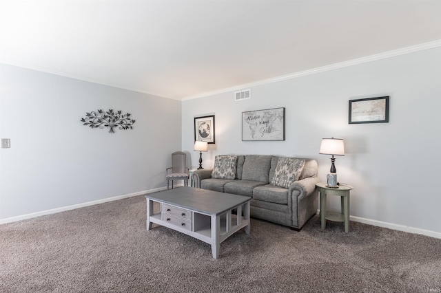 7860 Cedar Ridge Dr, Evansville, IN 47715 - carpeted living area featuring ornamental molding and baseboards