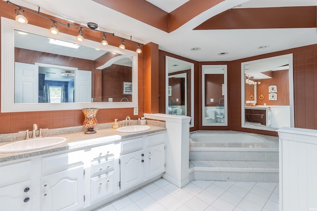 7860 Cedar Ridge Dr, Evansville, IN 47715 - full bath with tile patterned floors, a bath, and double vanity