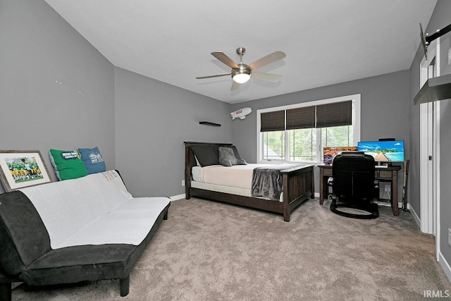 19861 County Road 16, Bristol, IN 46507 - bedroom with light colored carpet, baseboards, and a ceiling fan