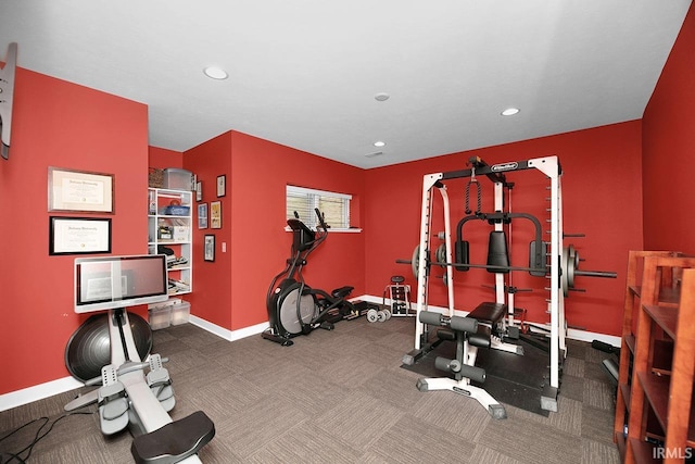 19861 County Road 16, Bristol, IN 46507 - workout area featuring recessed lighting, baseboards, and carpet