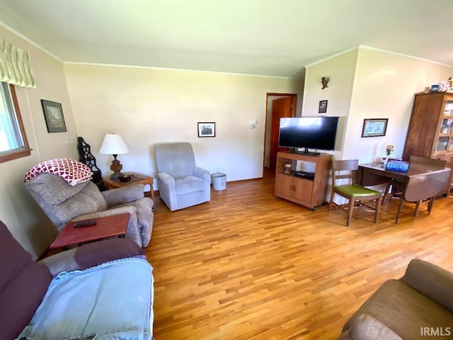 260 W Prairie St, Lyons, IN 47443 - living room featuring light wood-type flooring and crown molding