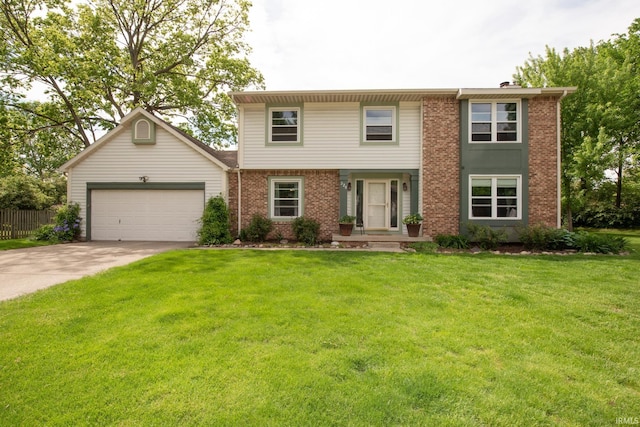 view of front of home featuring brick siding, driveway, and a garage