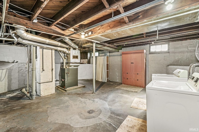 below grade area with separate washer and dryer