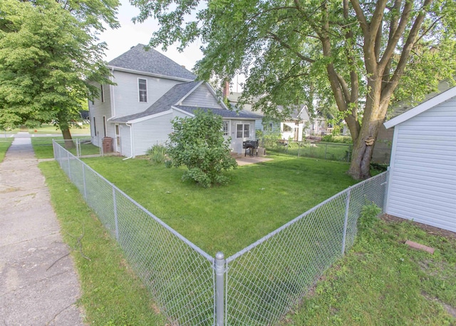 201 N Gonser Ave, Ashley, IN 46705 - view of side of property featuring a shingled roof and a patio