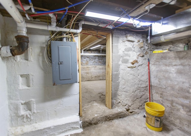 201 N Gonser Ave, Ashley, IN 46705 - unfinished basement featuring electric panel