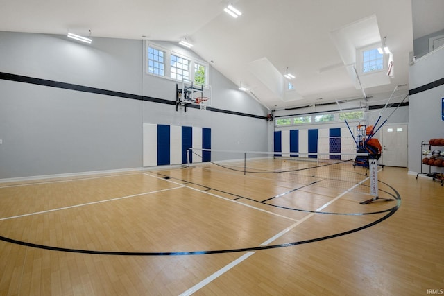 view of basketball court with basketball hoop